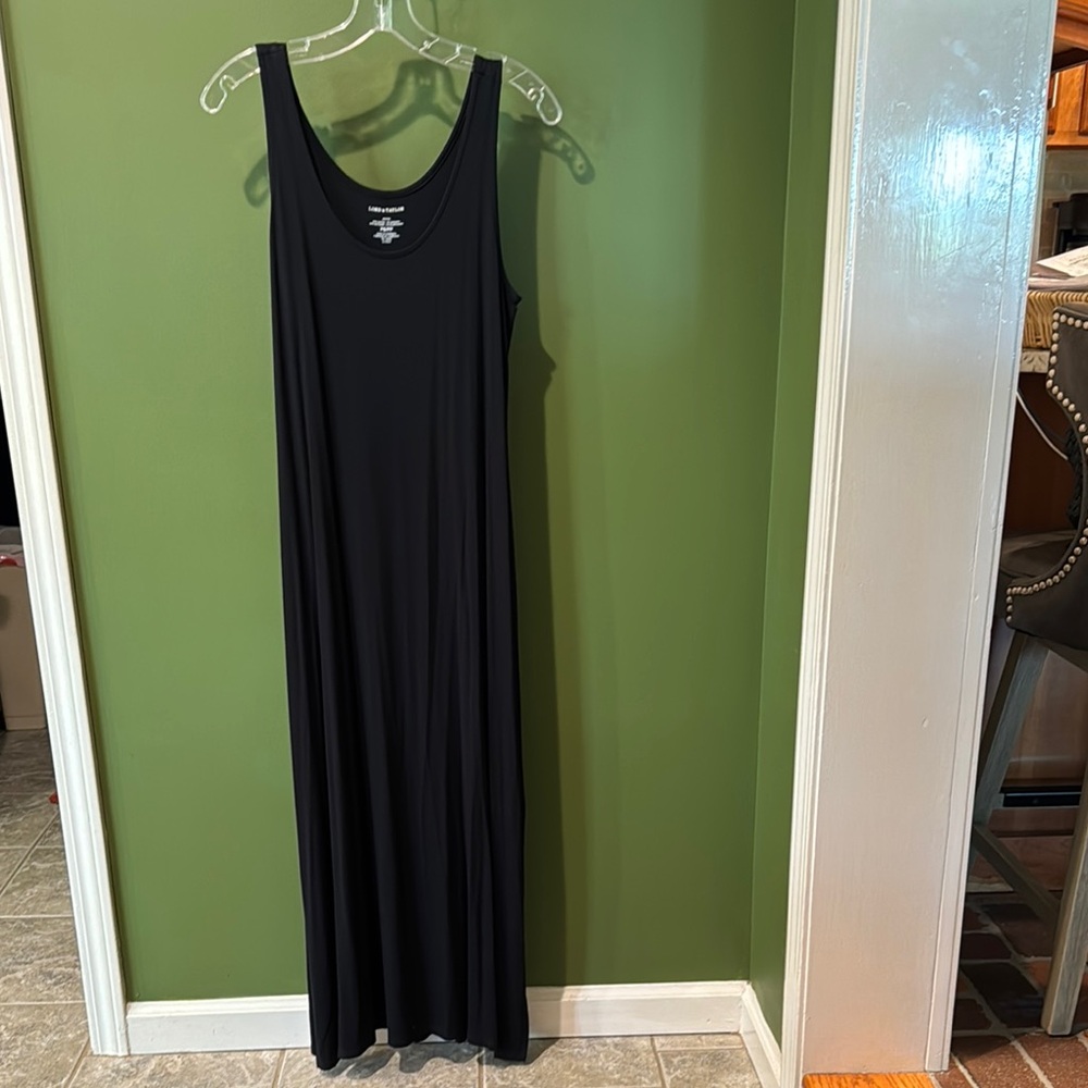 Lord & Taylor Petitw Black Sleeveless Scoop Neck Sundress